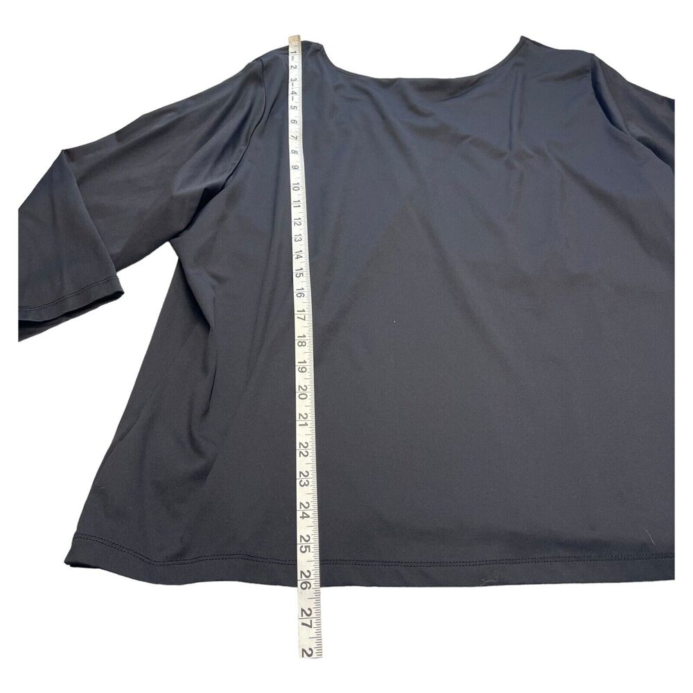 Ruby RD. Blouse Top Women's 2X Black Stretch Embellished Round Neck Long Sleeve - Picture 5 of 8